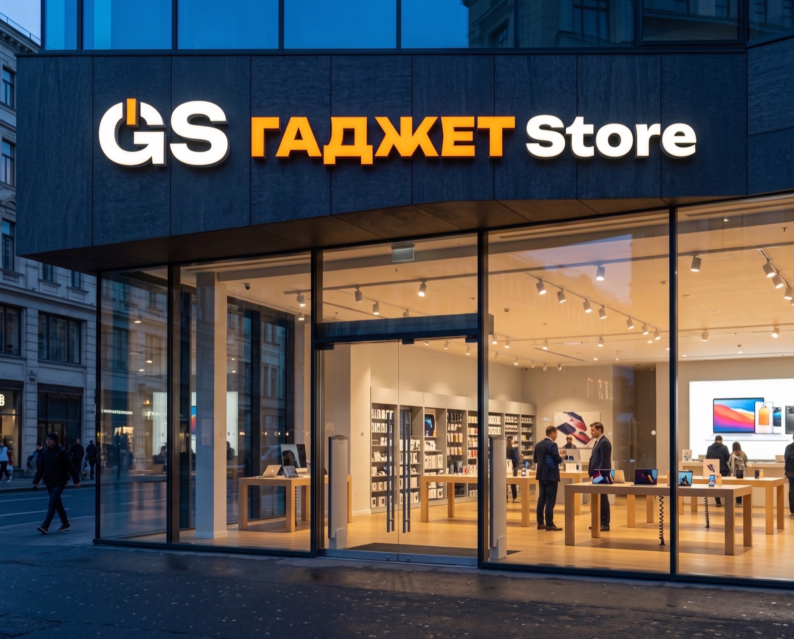 Фасад магазина Гаджет Store с фирменной вывеской
