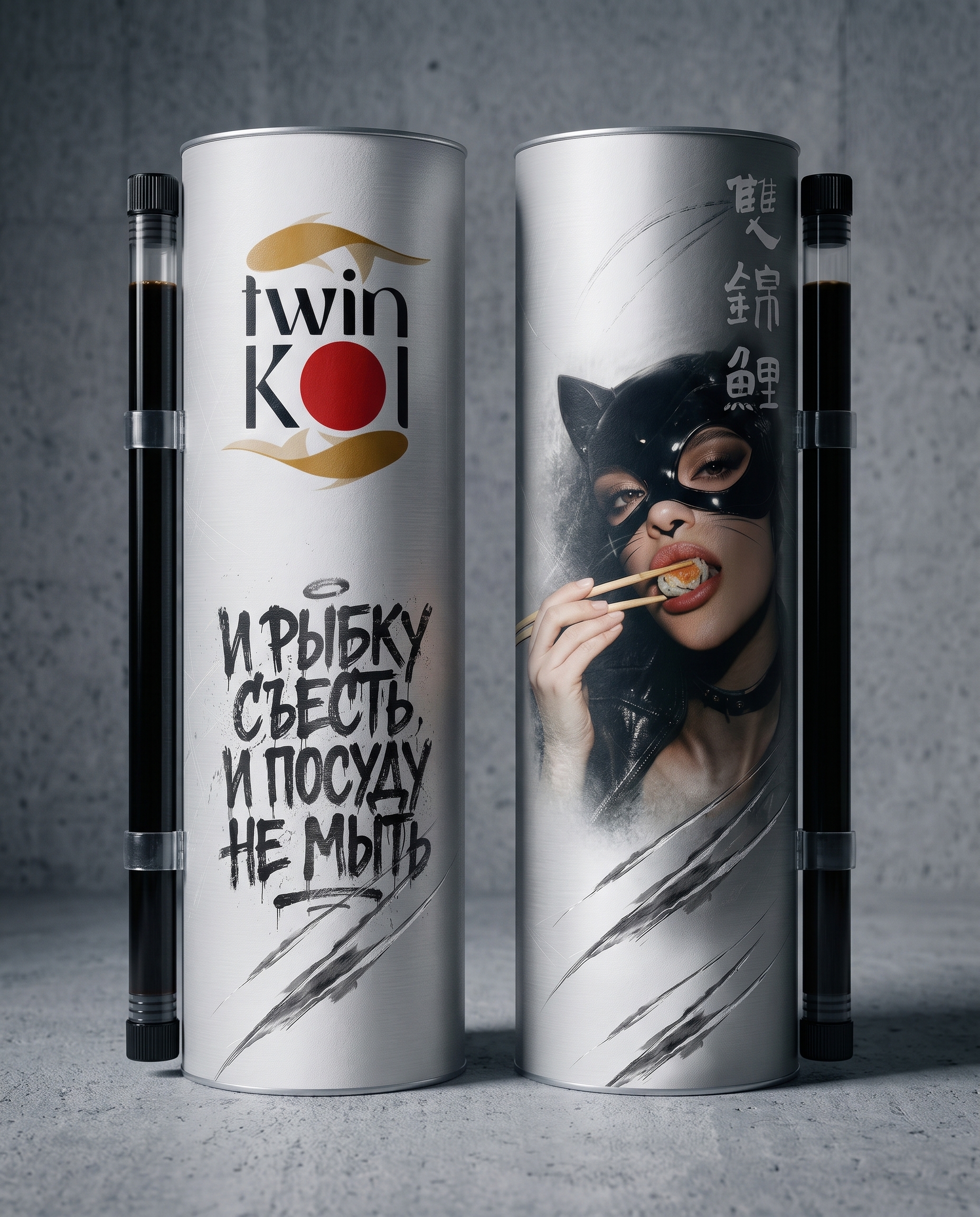 Twin Koi — упаковка для суши в тубусе, вариант 1