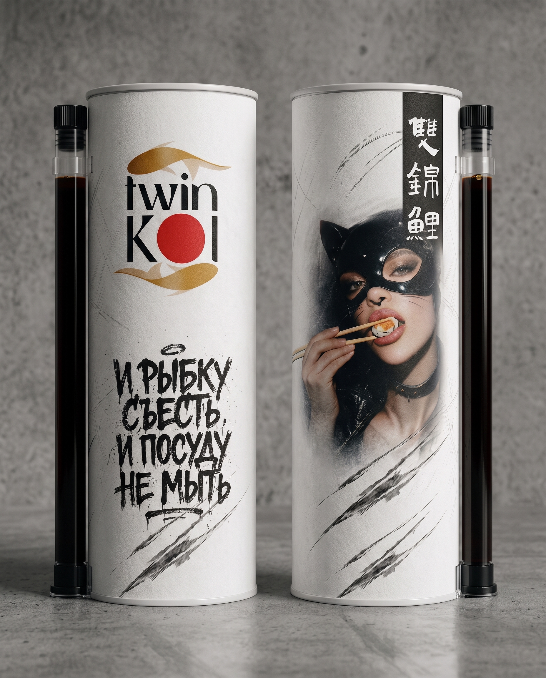 Twin Koi — упаковка для суши в тубусе, вариант 2